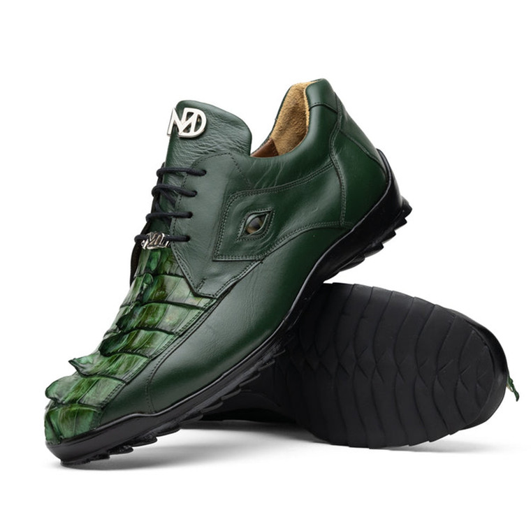 Marco di Milano Caiman Crocodile/Calfskin Green Designer Sneakers Udine