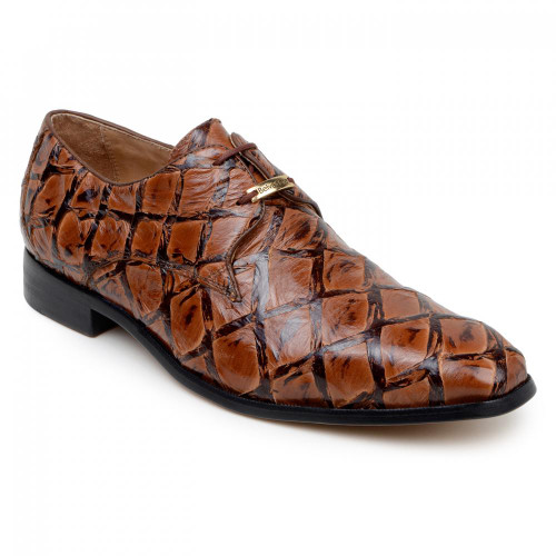 Belvedere Mens Brown Genuine Pirarucu Dress Shoes Renzo display picture 1