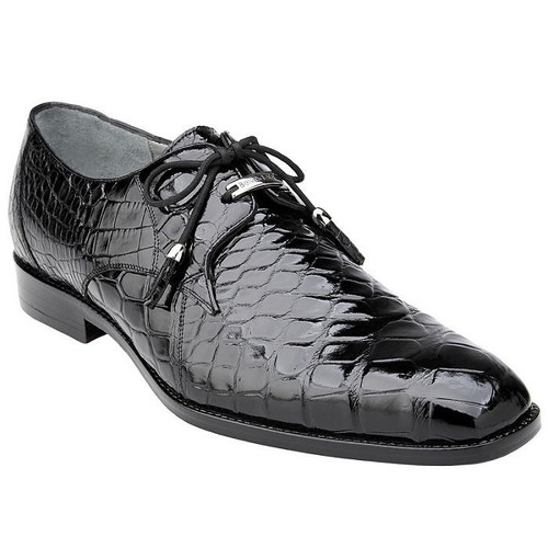 Belvedere Alligator Shoes Black Men Hand Made Lago