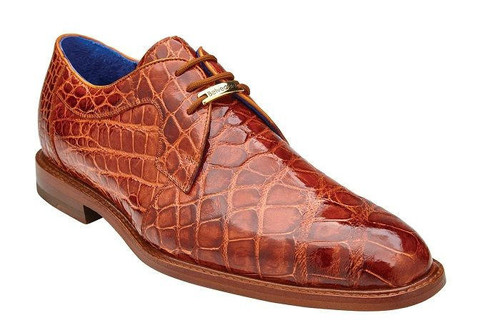 Belvedere Alligator Shoes Cognac Men Hand Made Lago