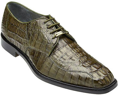 Belvedere Men's Olive Green Crocodile Shoes Chapo 1465