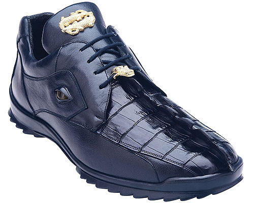 Belvedere Corona Navy / Blue Jean Genuine Crocodile / Lizard Casual  Sneakers With Eyes Y04. - $439.90 :: Upscale Menswear 