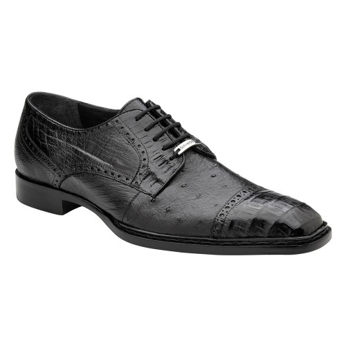 Mens Belvedere Sabato Crocodile Patchwork Oxford Dress Shoe in Honey Tan