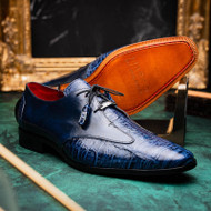  Marco Milano Exotic Alligator Shoes Blue Gator Derby Anzio 