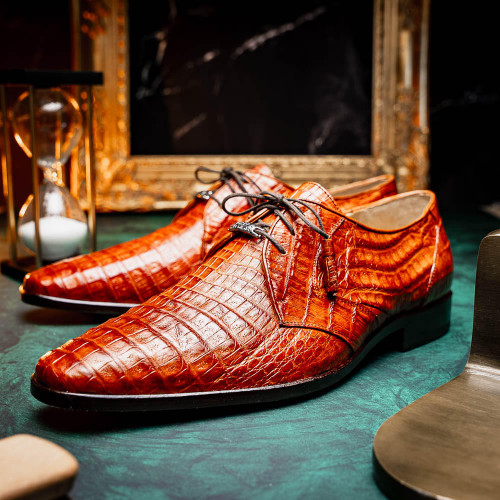 red gator dress shoes Mauri 4910/1 Ruby Red Alligator Lace Up Dress Shoe 9.5