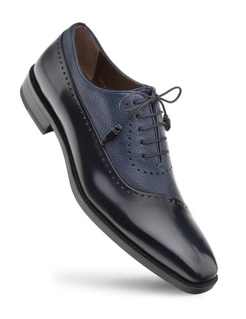 Mezlan Square Toe Navy Blue Leather Lace Up Oxfords Sz 11.5 Dress Men Shoes Mezlan Mens Solid Blue Lace-up Oxford Leather Dress Shoes  main image 3