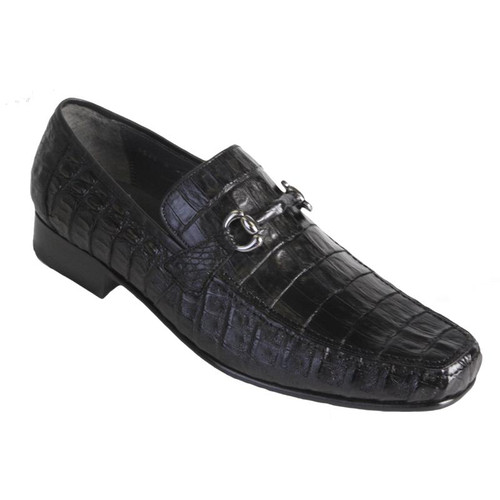 Men\'s Brass Boot Side Bit Loafers Dress Shoes Size 11.5 Black Caiman Alligator Marco Di Milano Landro Caiman Crocodile Bit Loafers Black  main image 4
