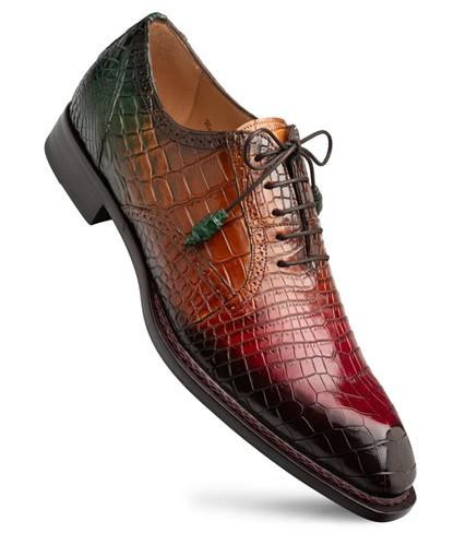 Mezlan Men's Multi Color Tone Genuine Alligator Oxford Cognac #50194-J Mezlan Men's Multi Color Tone Genuine Alligator Oxford Cognac #50194-J