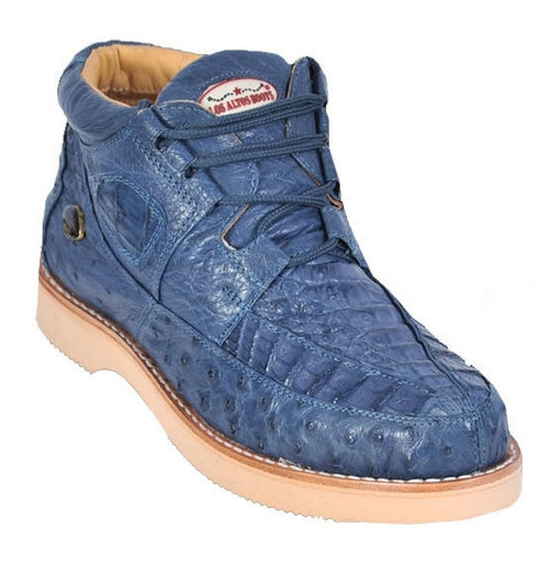 Los Altos Blue Crocodile Ostrich Ankle Boot ZA050214 display picture 1