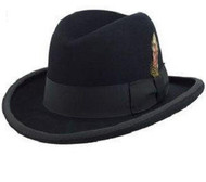  Capas Mens Black Godfather Hat Homburg Wool Felt 