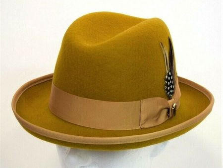 Shop Mens Mustard Gold Godfather Homburg Hat