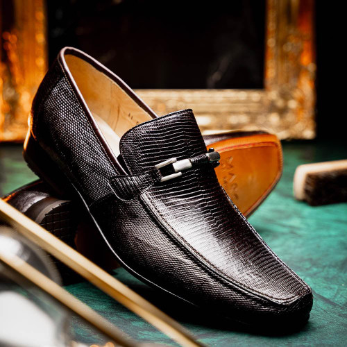 Marco di Milano Mens Brown Lizard Loafer Metal Bit Fabro