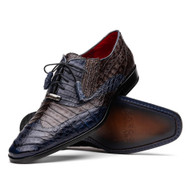  Marco di Milano Mens Alligator Wingtip Shoes Navy Brown Luciano 