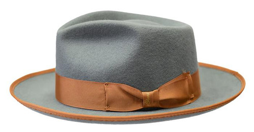 Mens Two Tone Fedora Hat Gray Camel Trim Wool Dress Hats NI693 - Alligator  Boss.com