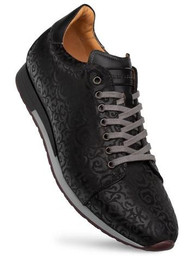  Mezlan Men's Black Calfskin Embossed Designer Sneaker Portico 