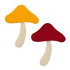 COE96 fusible precut glass mushrooms in red and yellow.