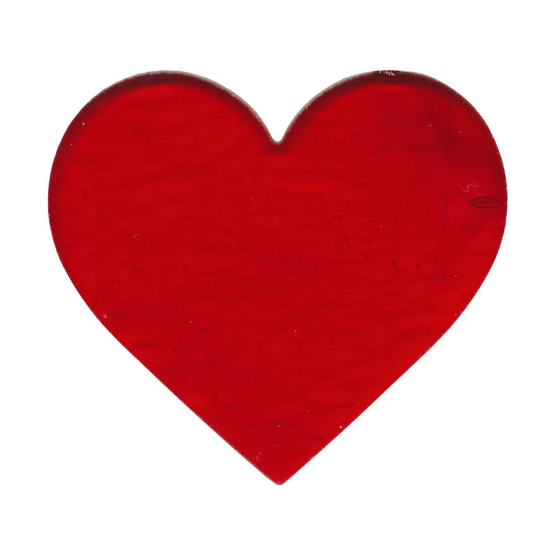 COE90 fusible precut red translucent glass heart.