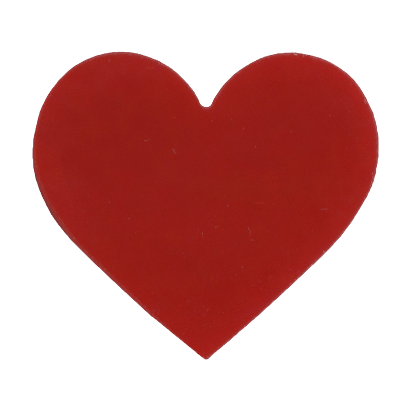 COE90 fusible precut opaque red glass heart.