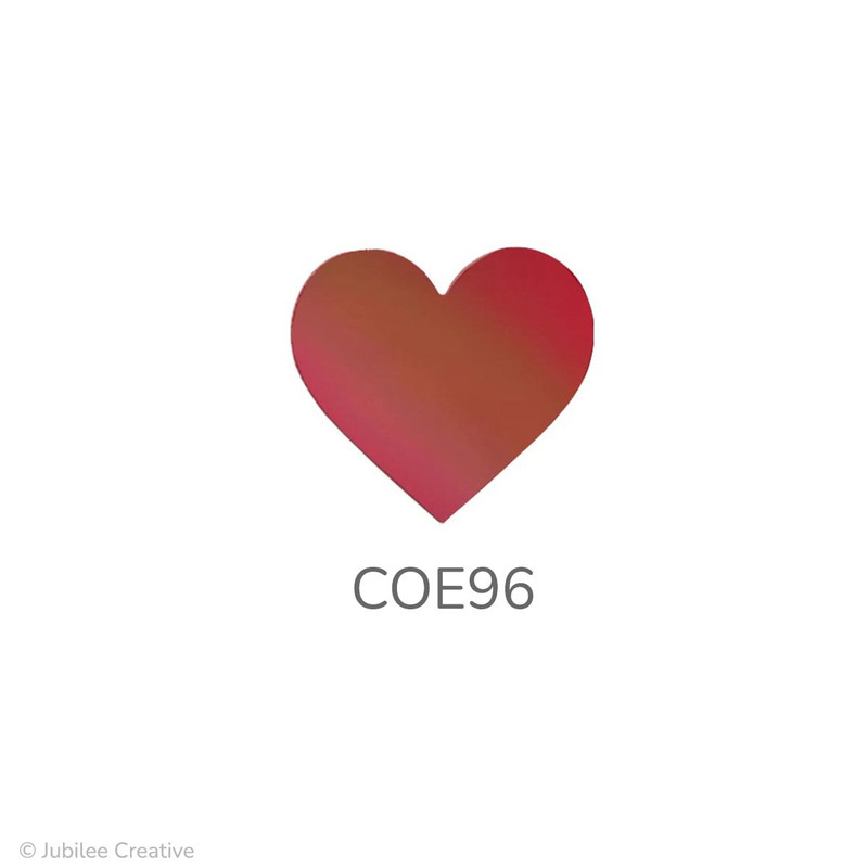 COE96 Fusible Precut Glass Heart - Translucent Red Iridized