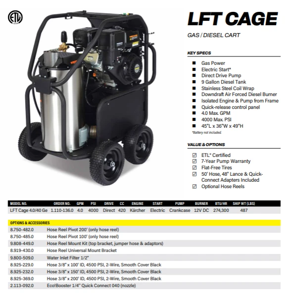 Landa LFT Cage - Gas / Diesel Cart