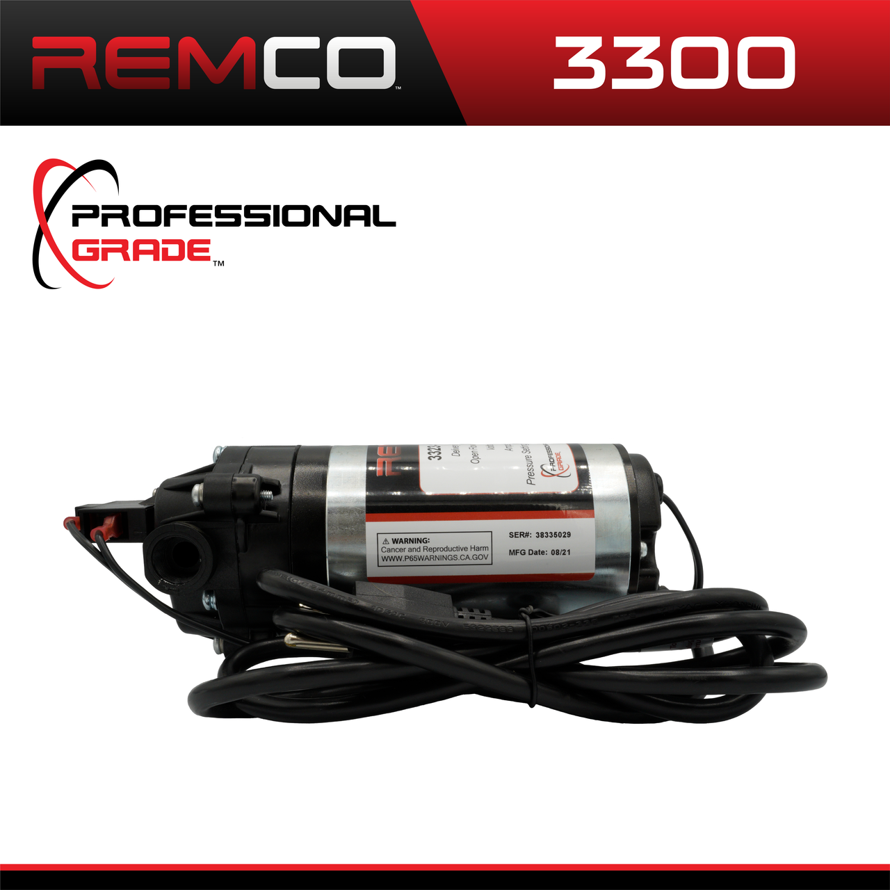 Remco Professional Grade 3300 Series, 2.2 GPM, 60 PSI, On Demand, 115 VAC Sprayer Pump with 3/8" FNPT Ports