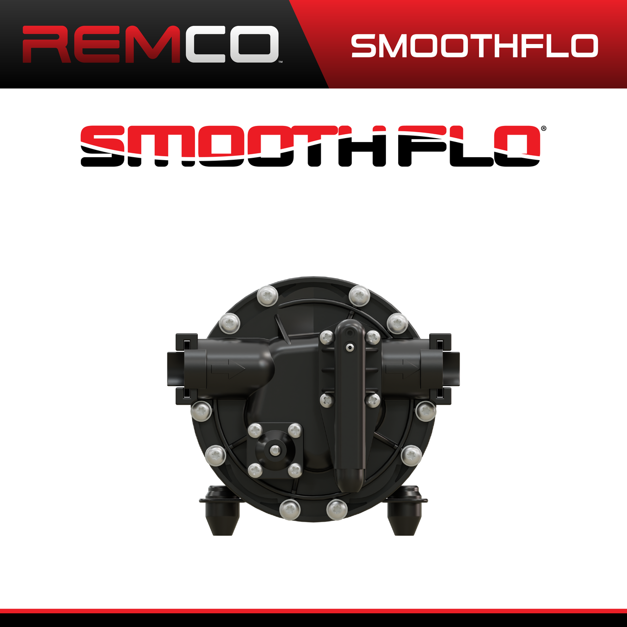Remco Professional Grade 5900 SmoothFlo Series, 5.3 GPM, 100 PSI, Flo-IQ, 12 VDC Sprayer & Softwash Pump with 3/4" QA Ports