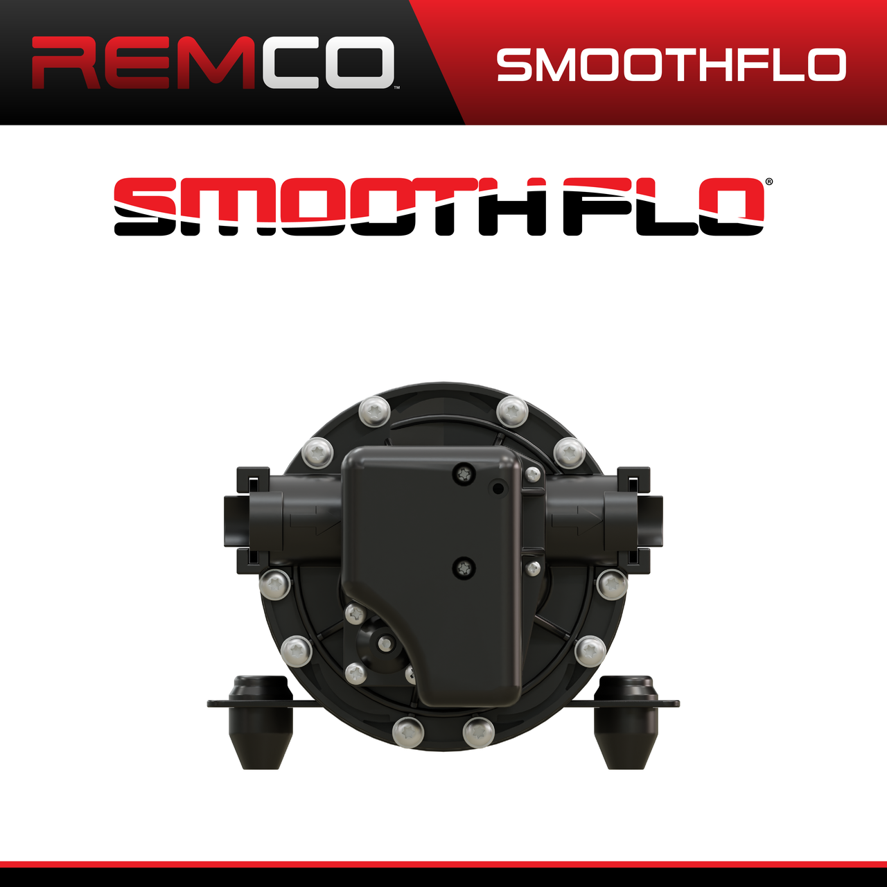 Remco Professional Grade Fatboy SmoothFlo Series, 7.0 GPM, 100 PSI, Flo-IQ, 12 VDC Bleach & Sprayer Pump with 3/4" QA Ports