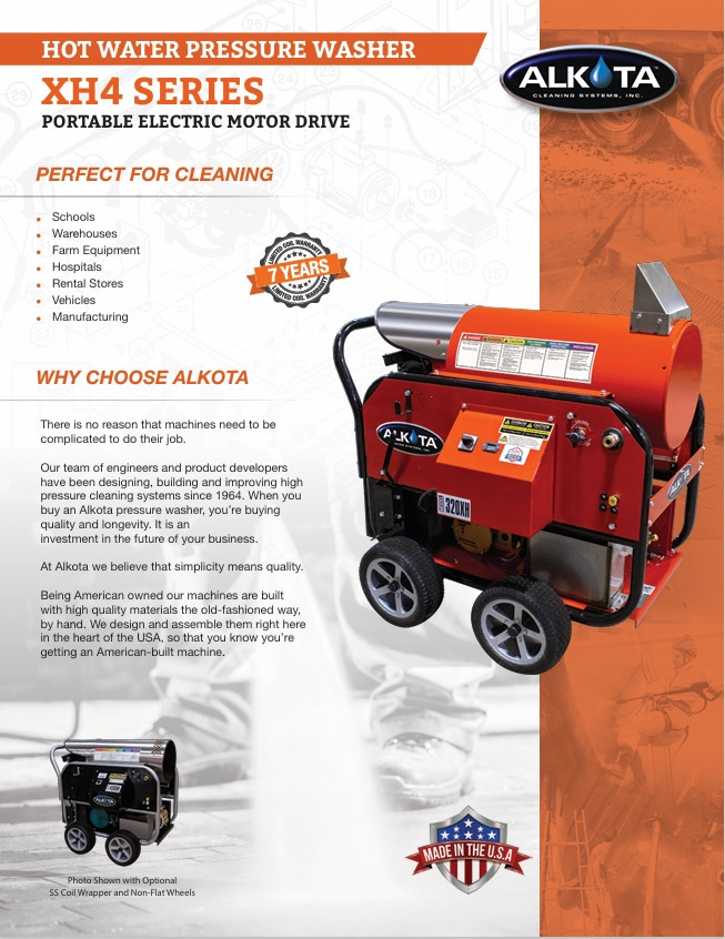 Alkota XH4 Series - Portable Electric Hot Water Pressure Washer