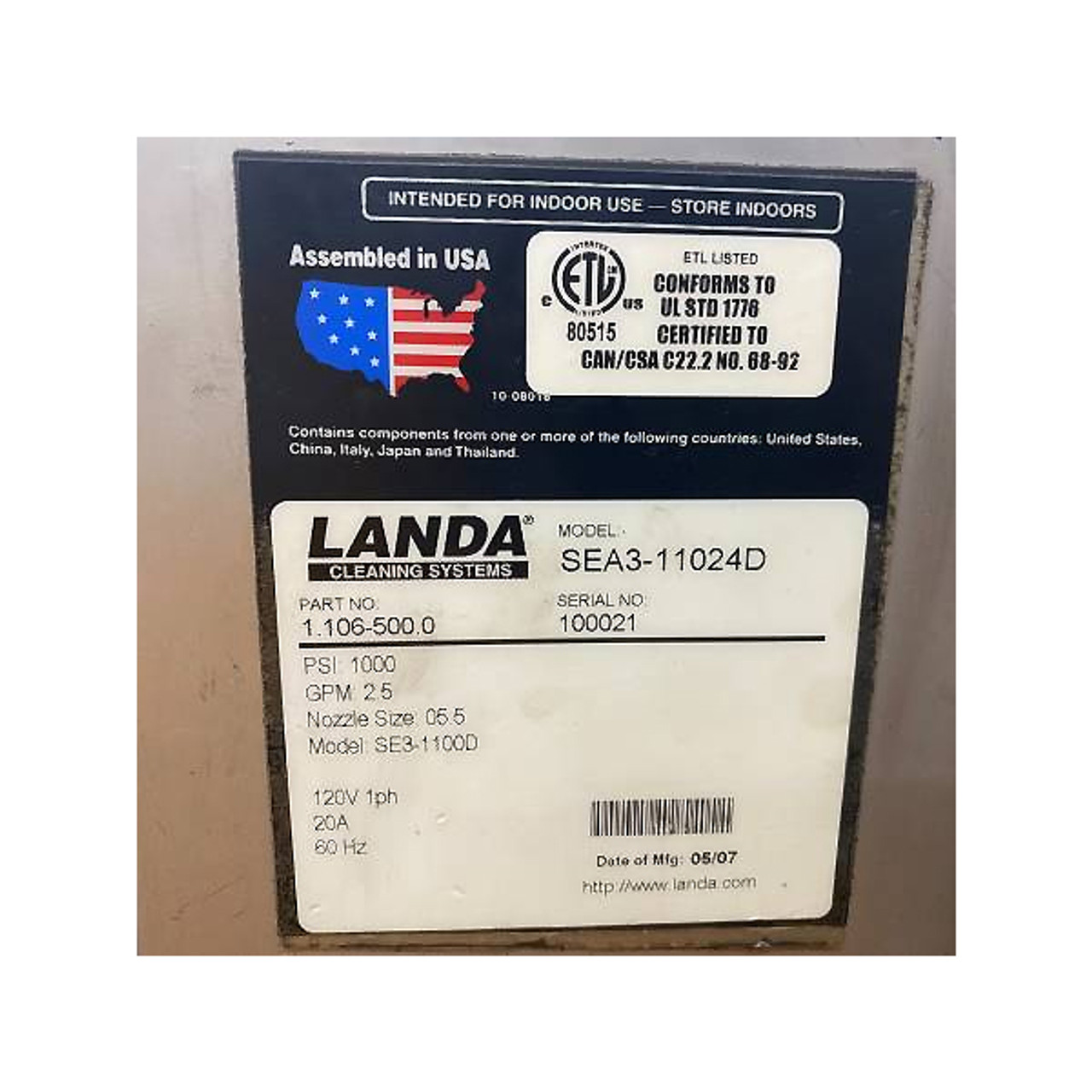 Landa - SEA 3-1100 Cold Water Electric Pressure Washer
