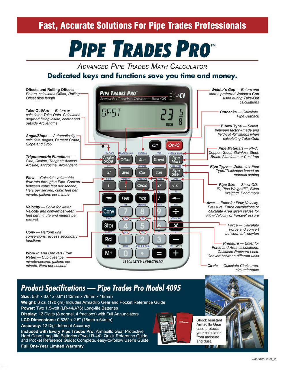 Calculated Industries Pipe Trades Pro Calculator 4095