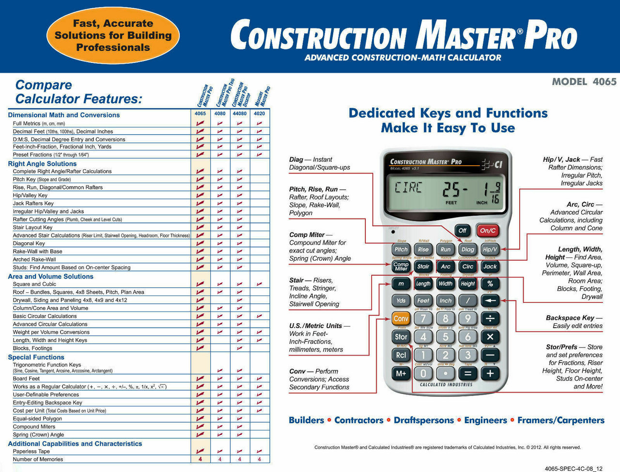 Calculated Construction Master Pro Calculator 4065