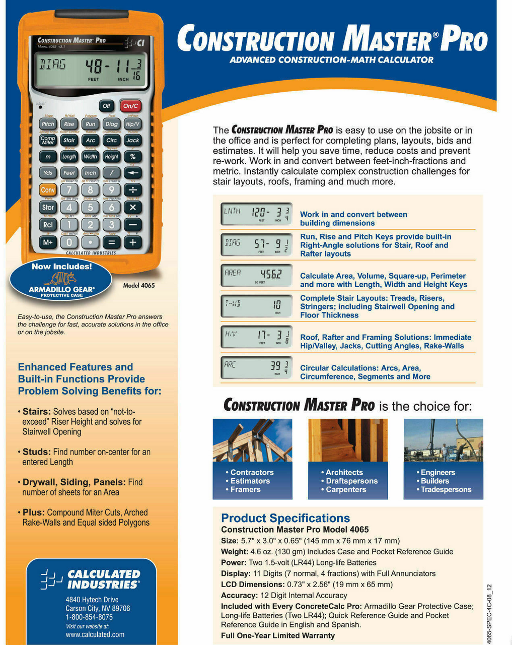 Calculated Construction Master Pro Calculator 4065