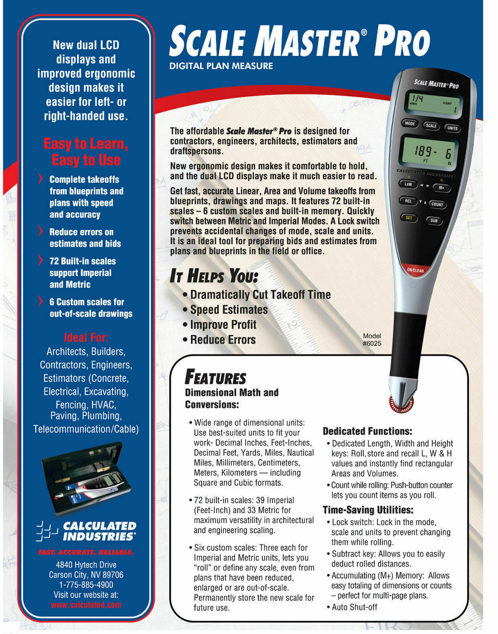 Calculated Industries 6025 Scale Master Pro medidor digital de planos