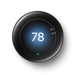 Nest Learning Thermostat Polished Obsidian front view set to 78 degrees cool Nest Learning Thermostat Polished Obsidian front view set to 78 degrees cool
