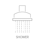 infographic of 1 spray showerhead with a.shower spray