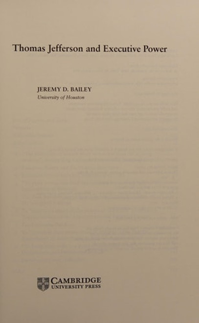 Thomas Jefferson and Executive Power | | 9780521868310