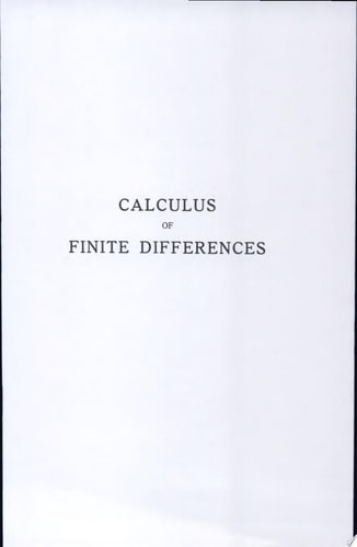 Calculus of Finite Differences