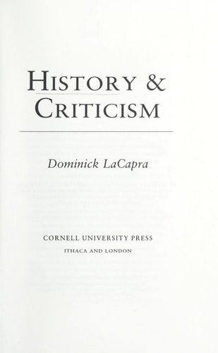 History and Criticism | | 9780801417887