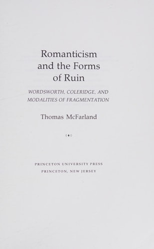 Romanticism and the Forms of Ruin | | 9780691101088