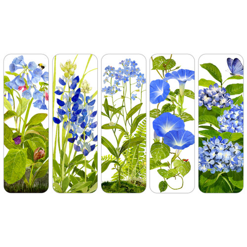 Blossoms in Blue Bookmarks Set of 5