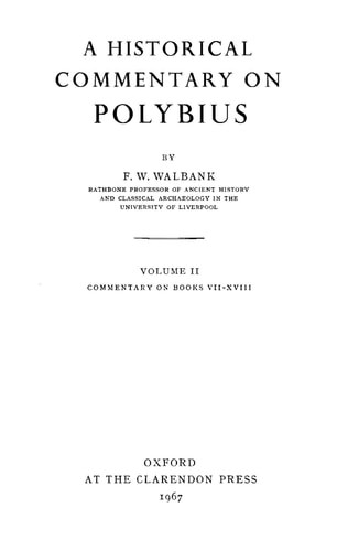 A Historical Commentary on Polybius | | 9780198141730