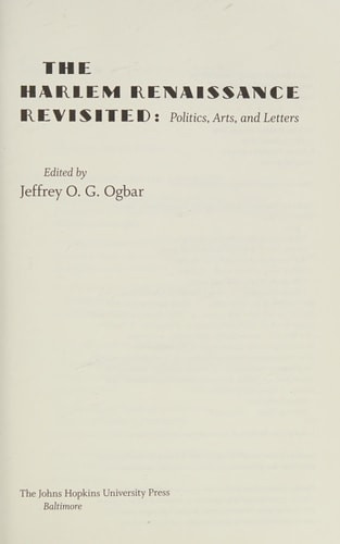 The Harlem Renaissance Revisited