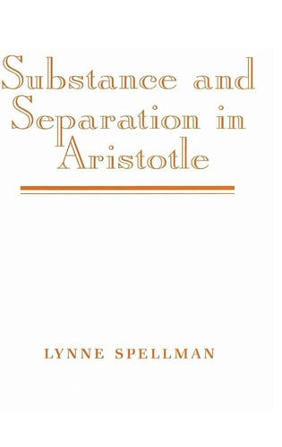Substance and Separation in Aristotle