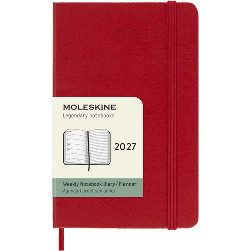 Moleskine Classic 12 Month 2027 Weekly Planner, Hard Cover, Pocket (3.5" x 5.5"), Scarlet Red, 144 pages