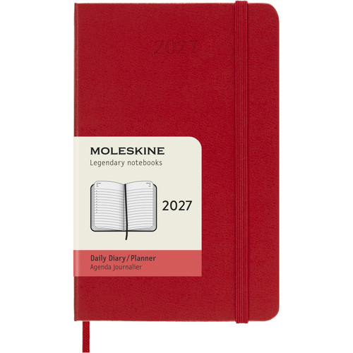 Moleskine Classic 12 Month 2027 Daily Planner, Hard Cover, Pocket (3.5" x 5.5"), Scarlet Red, 400 pages