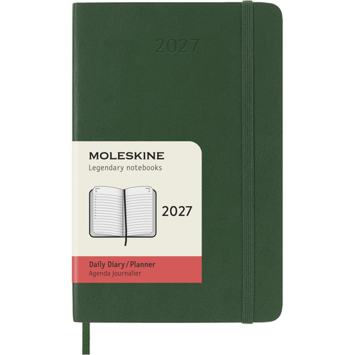 Moleskine Classic 12 Month 2027 Daily Planner, Soft Cover, Pocket (3.5" x 5.5"), Myrtle Green, 400 pages