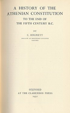 History of the Athenian Constitution to the End of the Fifth Century, B.C