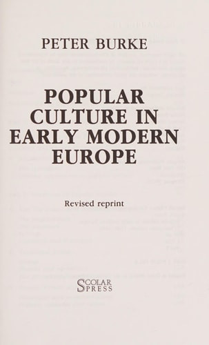 Popular Culture in Early Modern Europe | | 9781859281024