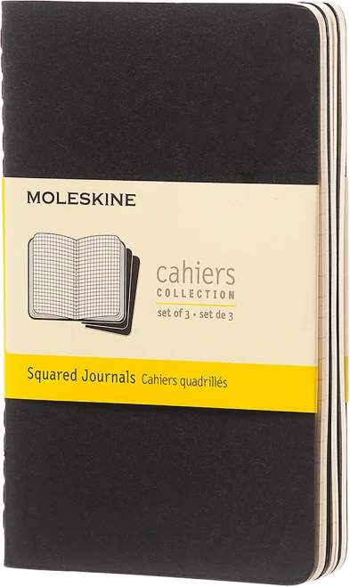 Moleskine Cahier Journal (Set of 3), Pocket, Squared, Black, Soft Cover (3. 5 X 5. 5)