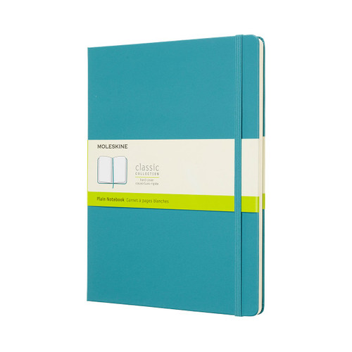 Moleskine Classic Notebook, Extra Large, Plain, Blue Reef, Hard Cover (7.5 X 9.75)